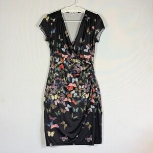 Uttam Boutique Small Butterfly Wrap Dress Black‎ Womens Whimsical Nature Fairy
